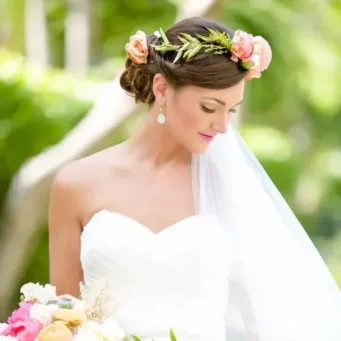 Bridal Hair and makeup flowers updo